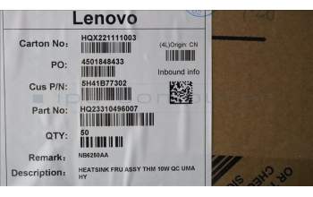 Lenovo 5H41B77302 FRU ASSY THM 10W QC UMA HY
