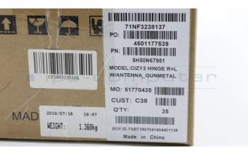 Lenovo 5H50N67951 Scharnier Scharnier C 80X6 W/ANT R+L GunMetal