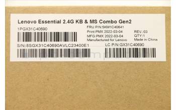 Lenovo 5KM1C40641 KYB_MOUSE Primax R71_G2 2.4G WTG US
