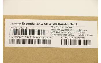 Lenovo 5KM1C40667 Keyboard_Mouse,Wireless,Portuguese,White_Grey,Non_Backlight