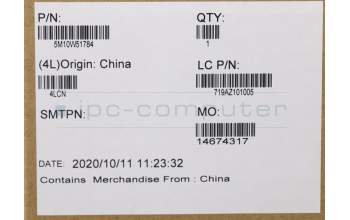 Lenovo 5M10W51784 MECH_ASM CS16_2BCP,MYLAR,SILVER,NFC,SUN