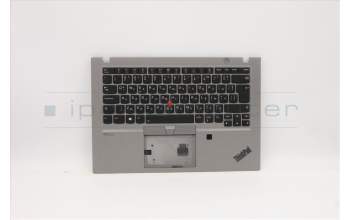 Lenovo 5M10Z41566 C-Abdeckung mit Tastatur, Bulgarisch, silber, Hintergrundbeleuchtung, Fingerabdruckleser