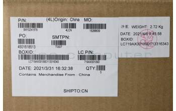 Lenovo 5M10Z41579 C-Cover with keyboard, French, Silver, Backlight, Fingerprint, NFC, US