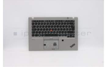 Lenovo 5M10Z41611 C-Cover with keyboard, Slovenian, Silver, Backlight, FingerPrint, UK