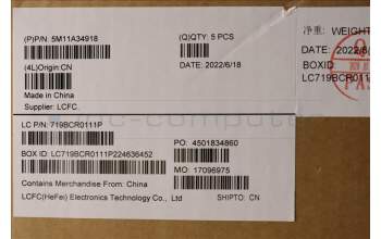 Lenovo 5M11A34918 MECH_ASM KBD EURO ENG(Pri) Tex US BK