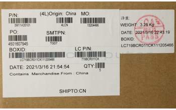 Lenovo 5M11A35101 MECH_ASM KBD POR BL(Sun) Pat FPR UK BK