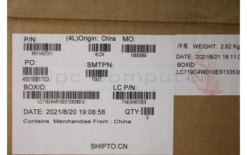 Lenovo 5M11A37311 MECH_ASM KBDW/C GRE BKLT(SUN) US BK
