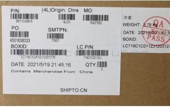 Lenovo 5M11C43815 MECH_ASM KB C UK BKLT(PMX)PT FP UK BK