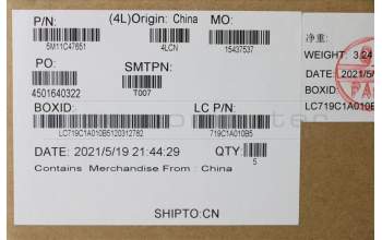 Lenovo 5M11C47651 MECH_ASM KB C SLV BKLT(PMX)PT FPR UKBK