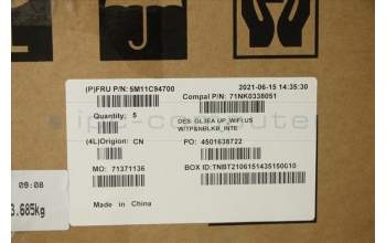 Lenovo 5M11C94700 C-Cover with keyboard, US English Euro, Non-Backlight, Touchpad, US