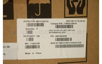 Lenovo 5M11C94722 MECH_ASM FRU Cc WIFI_WFC w/TP&NBLKB_USI