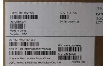 Lenovo 5M11H27428 MECH_ASM KBD Cc ITA BKLT(SUN) UK BK