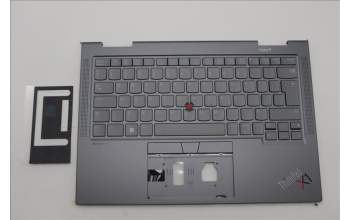 Lenovo 5M11H62209 C-Cover with keyboard, Canadian French 058, Grey, Backlight, Fingerprint, UK