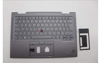 Lenovo 5M11H62239 C-Cover with keyboard, Danish, Grey, Backlight, Fingerprint, UK