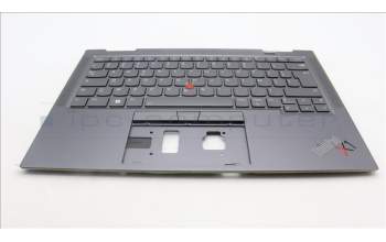 Lenovo 5M11H62255 C-Cover with keyboard, French, Grey, Backlight, Fingerprint, US