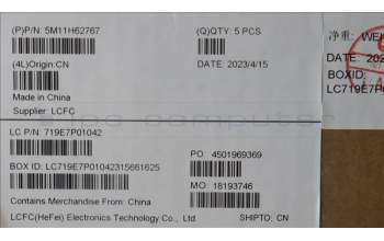 Lenovo 5M11H62767 C-Cover with keyboard, USA English, Black, Backlight, Fingerprint, WWAN, US