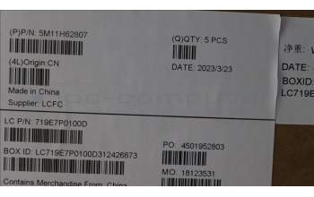 Lenovo 5M11H62807 C-Cover with keyboard, Italian, Black, Backlight, Fingerprint, WWAN, UK