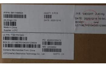 Lenovo 5M11H88924 MECH_ASM BL KB BK FPR WW MAO SRX