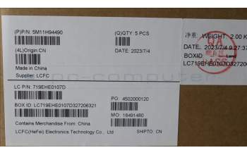 Lenovo 5M11H94490 C-Cover with keyboard, Danish, Black, Backlight, WWAN, UK