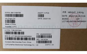 Lenovo 5M11H94765 MECH_ASM FRU KBD CCV FRA (CHY) UK BK