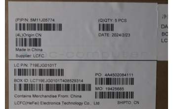 Lenovo 5M11J05774 MECH_ASM FRU KBD CCV IND ENG BL(PMX)USBK