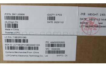 Lenovo 5M11J05856 C-Cover with keyboard, Brazil Portuguese, Black, Backlight, UK