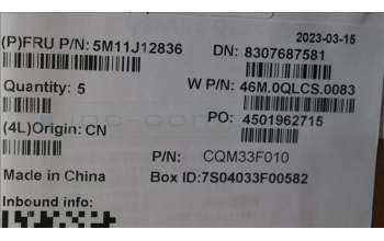 Lenovo 5M11J12836 MECH_ASM GRP_KBD_BZL_BRL_WW_BK_PMX