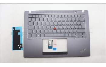 Lenovo 5M11L59604 C-Cover with keyboard, German, Grey, Backlight, UK