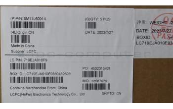 Lenovo 5M11L60914 MECH_ASM FRU KB CCV UK UK BL (CHY) BK