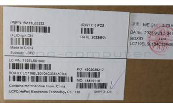 Lenovo 5M11L65332 MECH_ASM FRU KBCCV EURO ENG BL(LTN)USBK