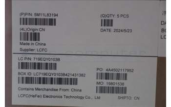 Lenovo 5M11L83194 MECH_ASM KBDBZL,BUL,WW,BK/GY,SRX