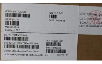 Lenovo 5M11L92537 MECH_ASM FRU KB CCV GER BL (CHY) UK BK