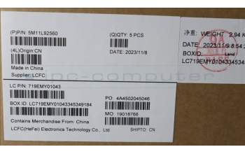 Lenovo 5M11L92560 MECH_ASM FRU KB CCV NOR BL (SRX) UK BK