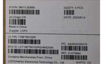 Lenovo 5M11L92890 C-Cover with keyboard, Norwegian, Black, Backlight, UK