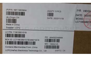 Lenovo 5M11M05804 MECH_ASM KBD BZL,WL,FPR,BK,SRX,ENG