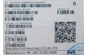 Lenovo 5M11N44507 Front bezel Assy,LOQ 26L,HTK