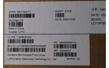 Lenovo 5M11N94177 C-Cover with keyboard, French, Black, Backlight, US