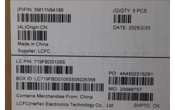 Lenovo 5M11N94186 MECH_ASM FRU KB GRE BL(LTN)US Bk