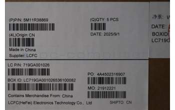 Lenovo 5M11R38869 C-Cover with keyboard, Greek, Luna Grey, FingerPrint Reader, WLAN, US