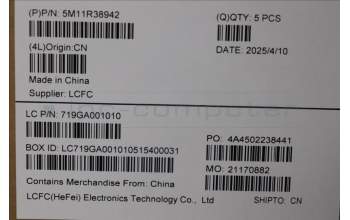 Lenovo 5M11R38942 C-Cover with keyboard, German, Luna Grey, FingerPrint Reader, WLAN, UK