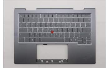 Lenovo 5M11R38946 C-Cover with keyboard, Hebrew, Luna Grey, FingerPrint Reader, WLAN, US