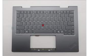 Lenovo 5M11R39420 C-Cover with keyboard, US English Euro, Luna Grey, FingerPrint Reader, WWAN, US