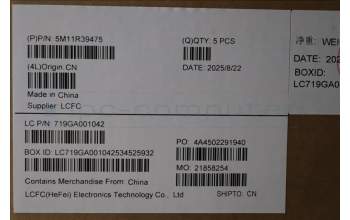 Lenovo 5M11R39475 C-Cover with keyboard, Ukraine, Luna Grey, FingerPrint Reader, WWAN, US