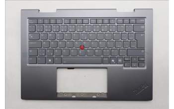 Lenovo 5M11R39489 C-Cover with keyboard, Czech Slovakian, Luna Grey, FingerPrint Reader, WWAN, UK