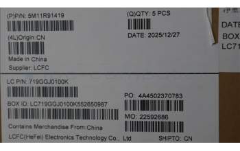 Lenovo 5M11R91419 C-Cover with keyboard, Estonian, Grey, Backlight, FingerPrint Reader, UK