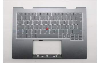 Lenovo 5M11R91447 C-Cover with keyboard, Norwegian, Grey, Backlight, FingerPrint Reader, UK