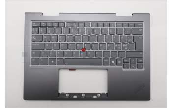 Lenovo 5M11R91449 C-Cover with keyboard, Nordic, Grey, Backlight, FingerPrint Reader, UK
