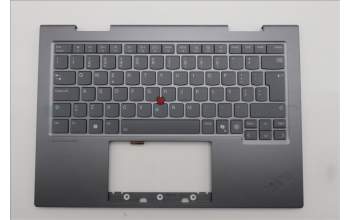 Lenovo 5M11R91451 C-Cover with keyboard, Portuguese, Grey, Backlight, FingerPrint Reader, UK