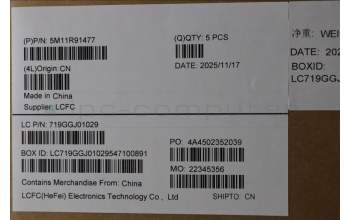 Lenovo 5M11R91477 C-Cover with keyboard, Arabic, Grey, Backlight, FingerPrint Reader, WWAN, US