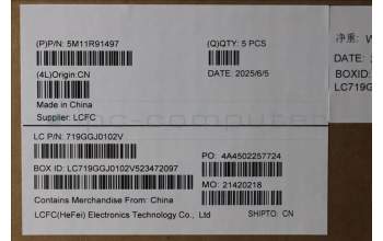 Lenovo 5M11R91497 C-Cover with keyboard, French, Grey, Backlight, FingerPrint Reader, WWAN, US